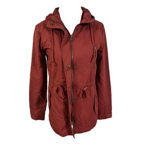 new 100% cotton ambiance women's size small utility/cargo-like burnt red jacket